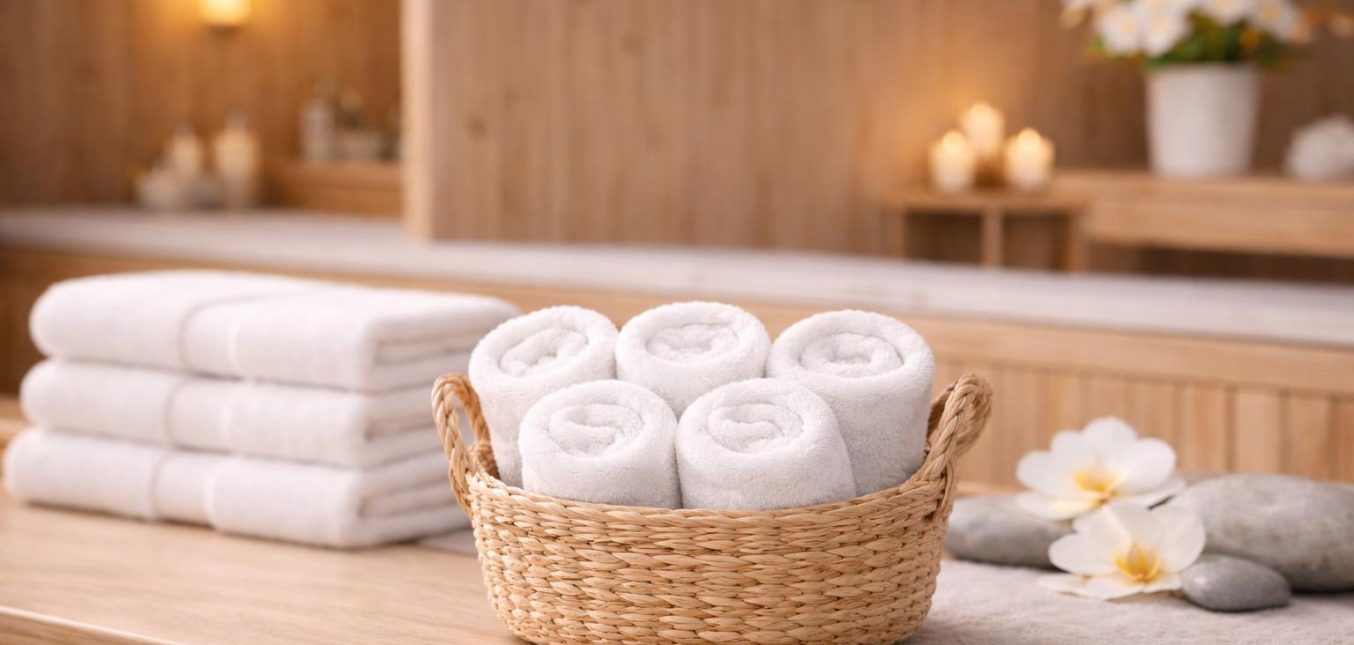 Textiles para centros de estética, toallas, albornoces